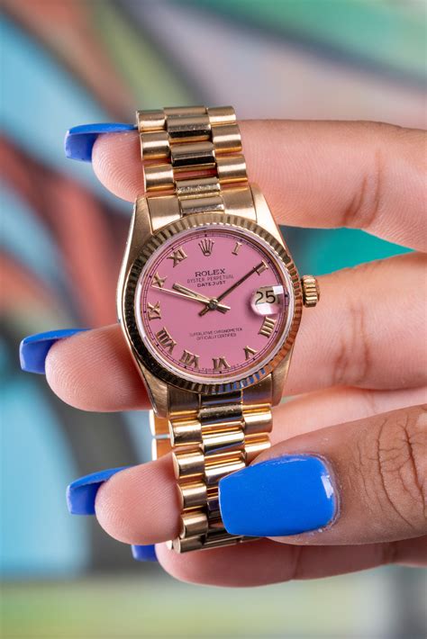 rolex women watch pink|rolex watch pink face.